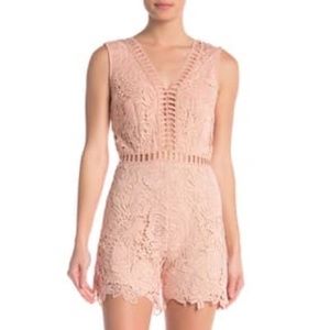 NEW Love X Design Pink Floral Lace Sleeveless Shorts Romper